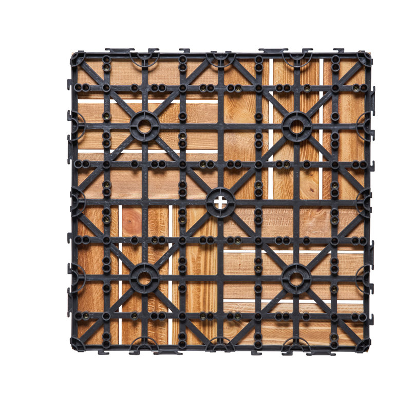 Ensemble de 10 tuiles de terrasse en bois massif pin pin camphre 12 "x 12" pour porche
