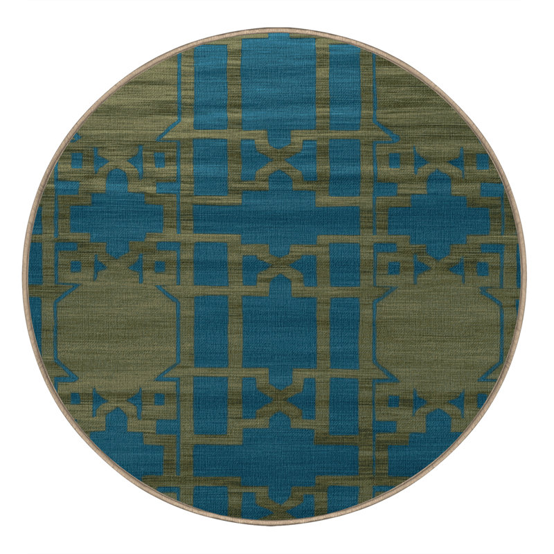 Tapis brun treillis lavable à la machine, Rond 4 pi