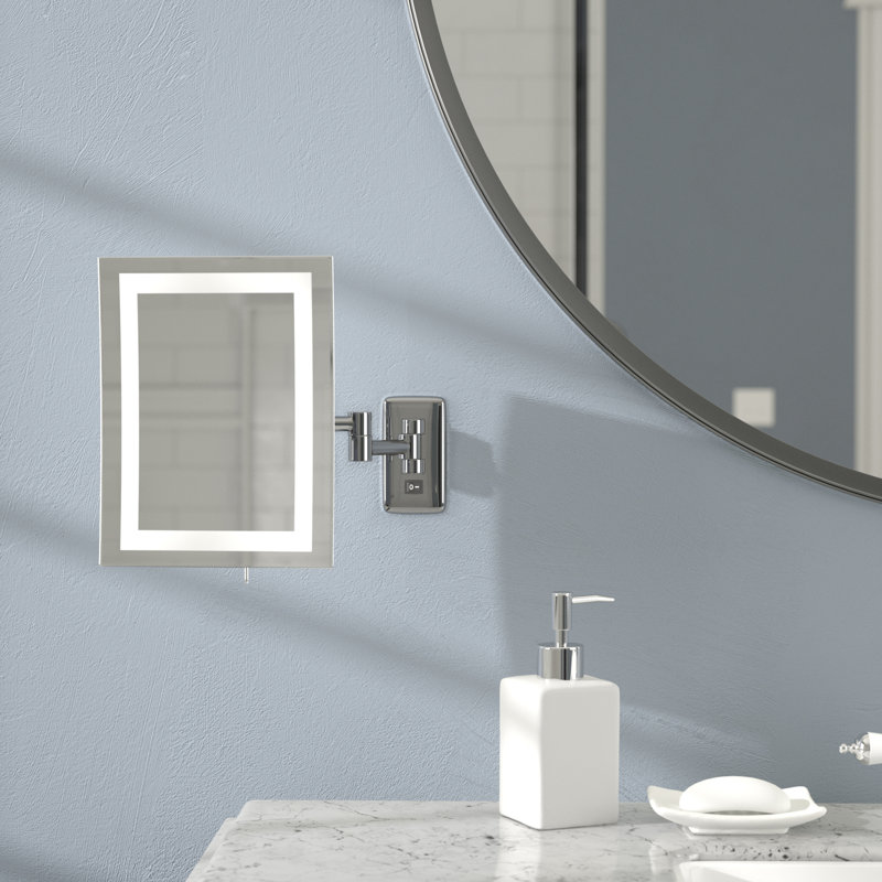 Miroir de maquillage mural grossissant allumé 6,5 po x 9 po Allisyn, Nickel