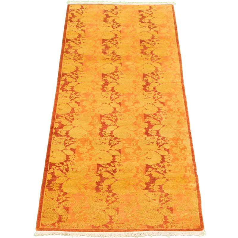 Tapis de couloir en laine noué à la main de conception unique noué à la main new age de style persan 18/20 orange 2 pi 7 po x 8 pi 2 po tapis décoratif