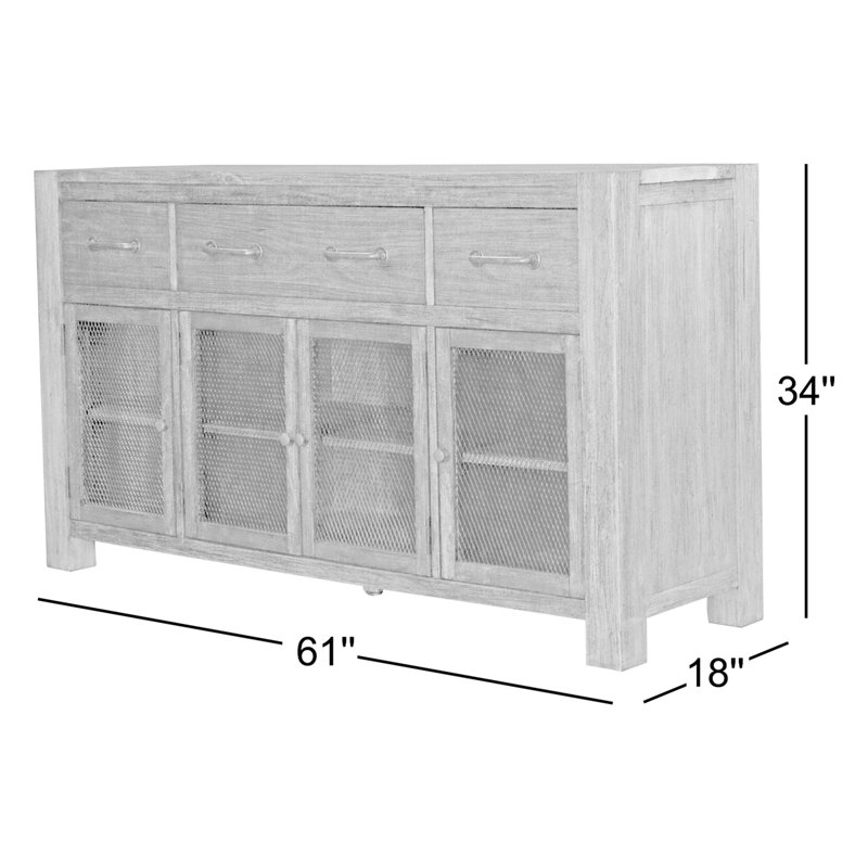 Trevion 61'' W Solid Mahogany 3-Drawer Sideboard, Dark Taupe
