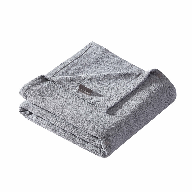 Couverture réversible Eddie Bauer à chevrons 100 % coton, Lit simple, Chrome gris