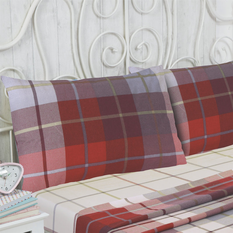 Narendra Flannel Flatweave Sheet Set, Kingsize (5'), Red