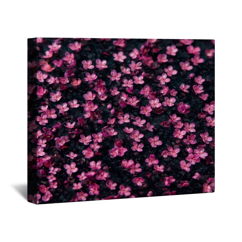 Toile tendue rose avec petites fleurs roses, 24 x 36 inches