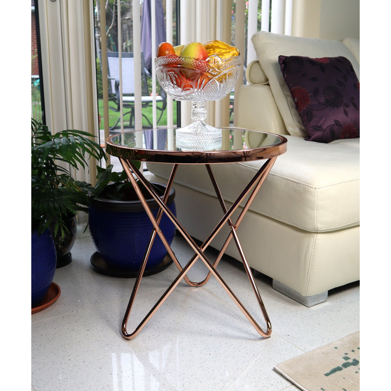 Harvell Glass Top End Table, Mirrored