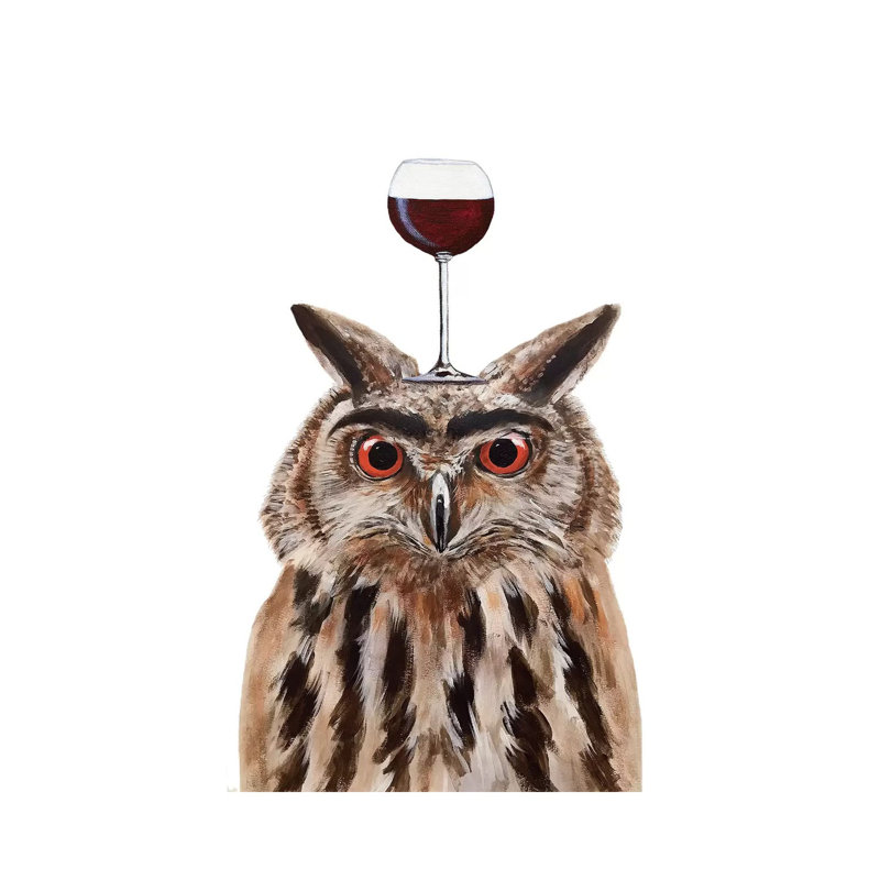Owl With Wineglass by Coco De Paris - Wrapped Canvas Print, 66.04 cm H x 45.72 cm W x 3.175 cm D