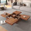 Table basse carrée en placage avec plateau coulissant et rangement