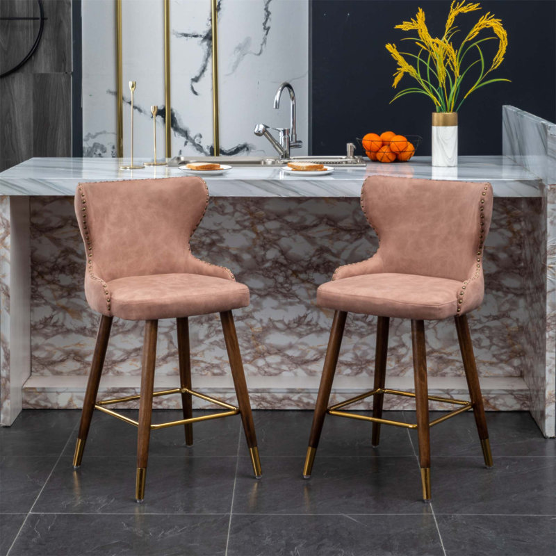 Ensemble de tabourets de comptoir Nevis Mid-Century, Rose