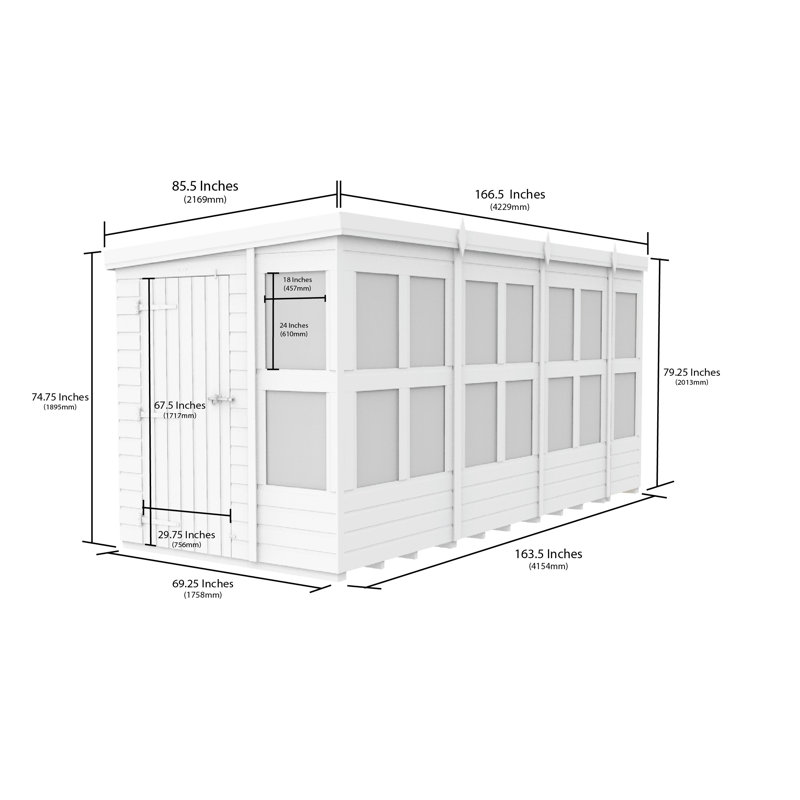 Total Sheds 14ft x 6ft Pent Potting Shed - Built-in Two-Tier Bench - Pressure Treated Timber - UK Manufactured