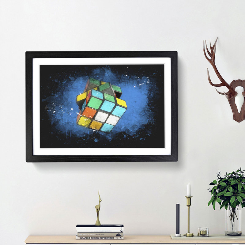 The Rubik Cube - Picture Frame Graphic Art Print, 62cm H x 87cm W x 2cm D, Black Framed