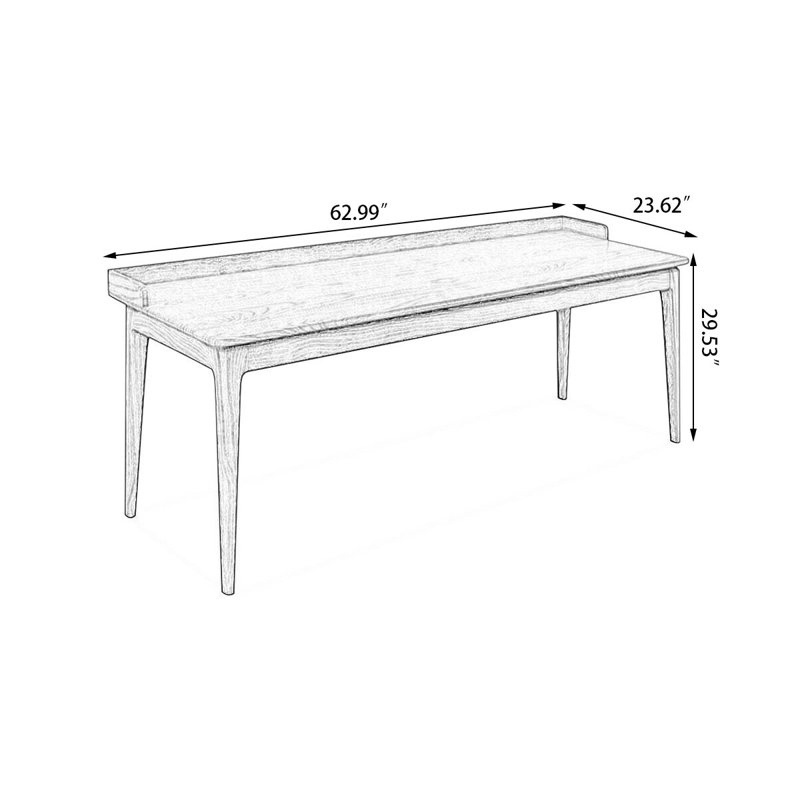 Light-walnut Rectangular Solid Wood desk, 31.5" H x 62.99" W x 23.62" D