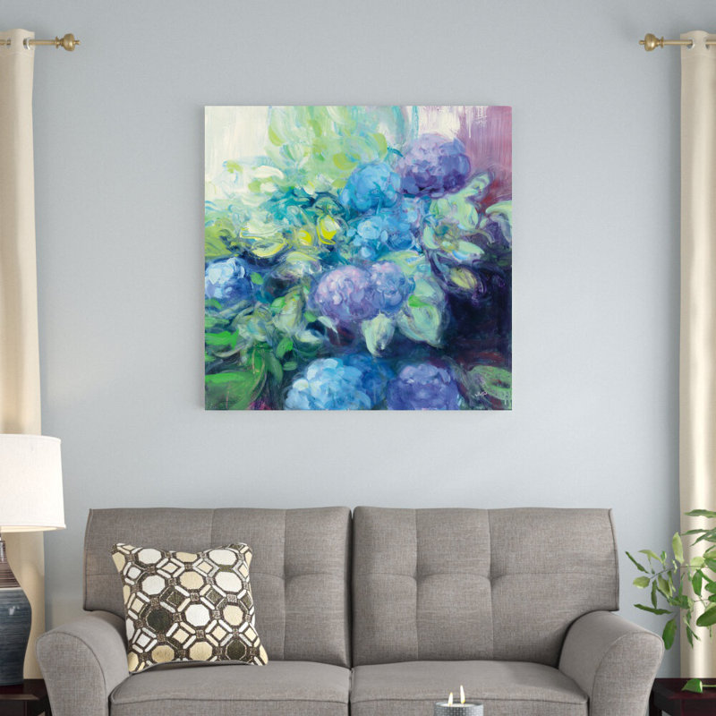 «Bright Hydrangea III» par Julia Purinton, reproduction d'art sur toile tendue, H 30 po x l 30 po