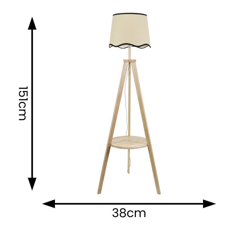 Ryelan 151cm Tripod Floor Lamp, No, Natural, Natural/Black