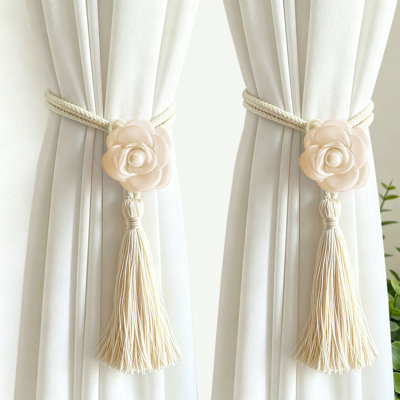 Embrasses de rideaux à pampille Camellia, retenues de rideaux en perle décorative, bandes de cravate de fenêtre pour la décoration intérieure, paquet de 10