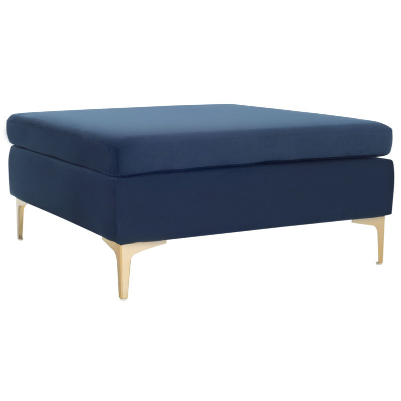 Velvet Ottoman, Navy Blue Velvet