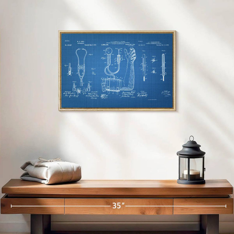 Matériel médical brevet bleu, Cadre flottant en bois naturel, 19 po x 13 po
