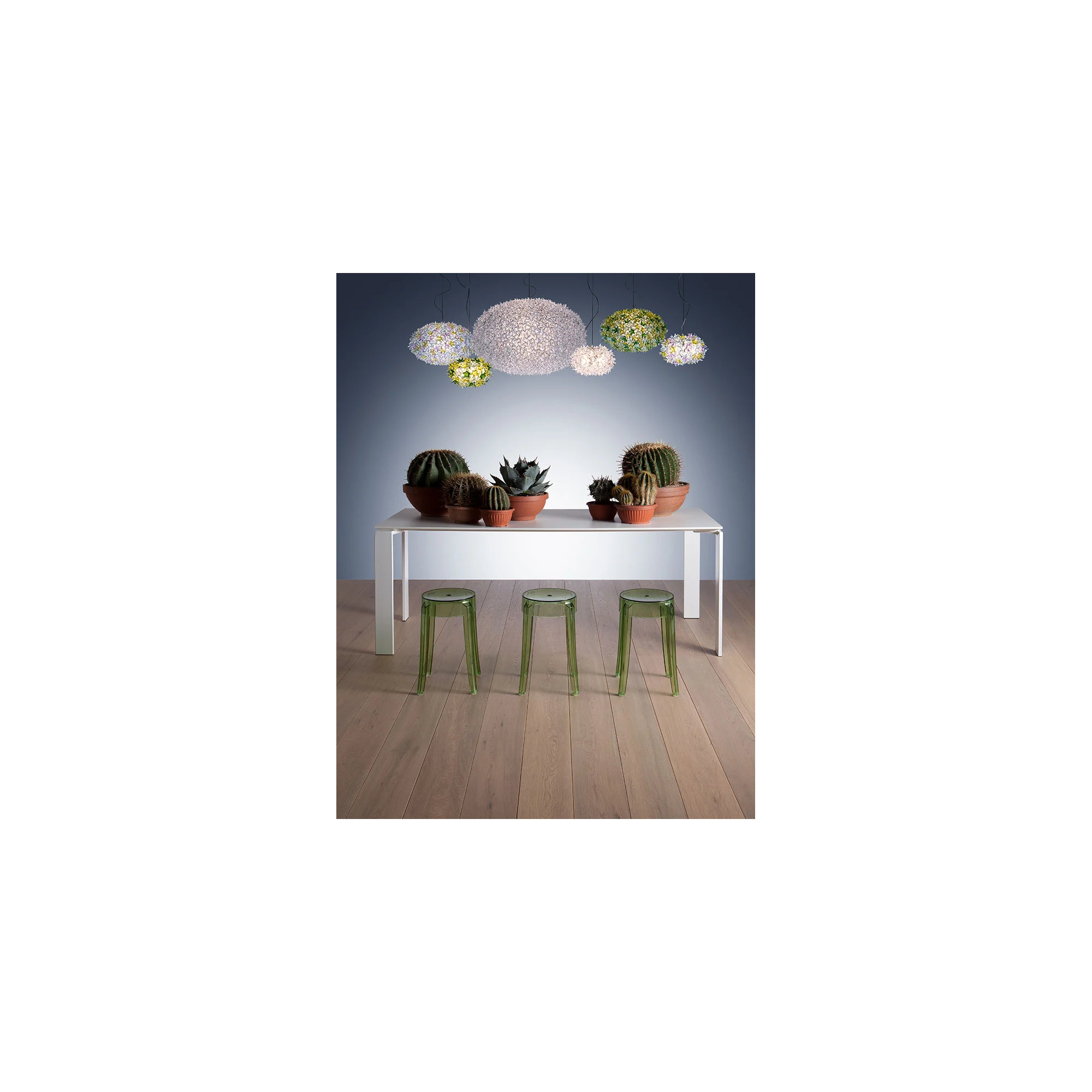 Four Dining Table, 28" H x 75" W x 35" D, White