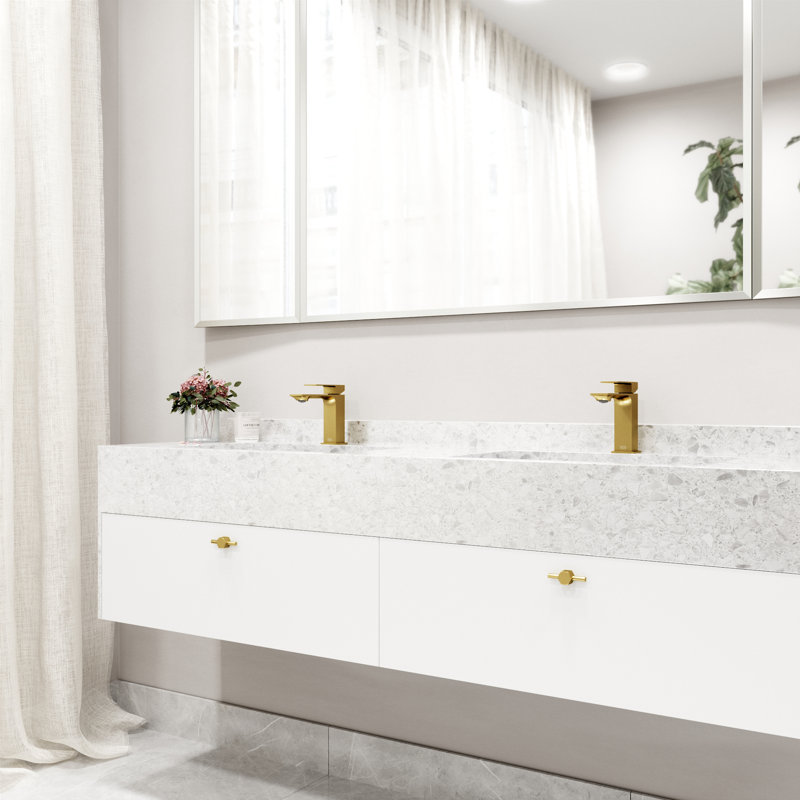 Dunn 6" H Single Handle Single Hole Bathroom Faucet, Matte Brushed Gold