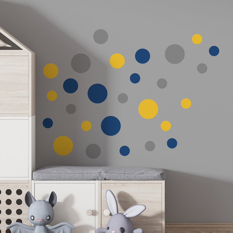 Abstract Non-Wall Damaging Wall Decal, Blue/Grey/Yellow