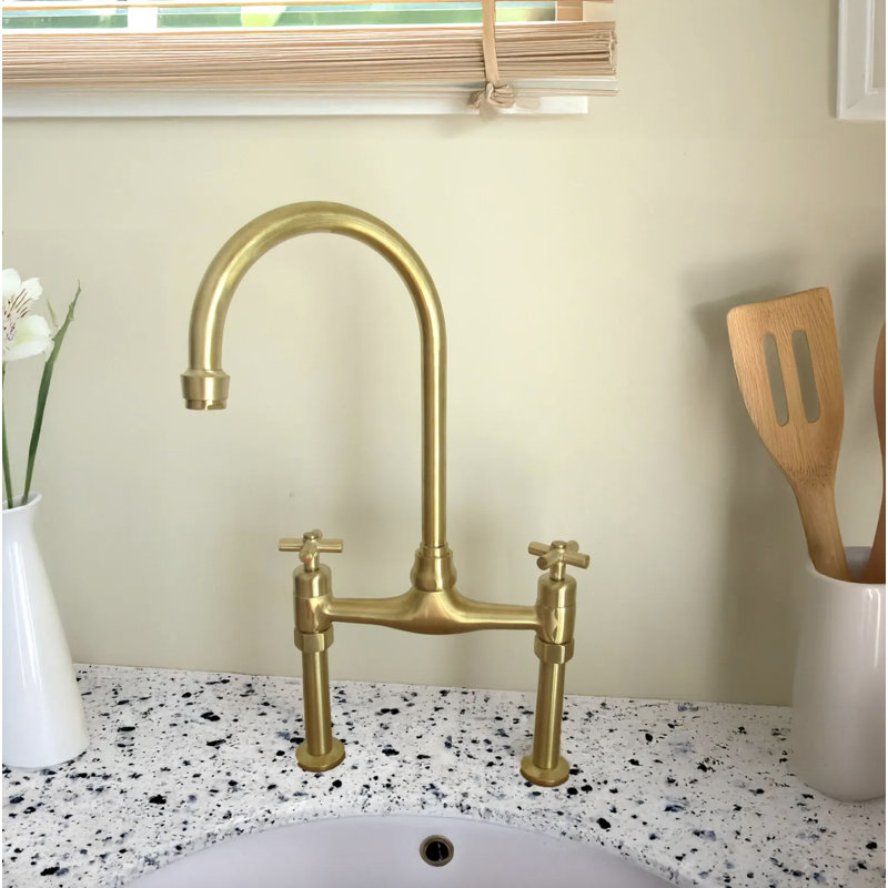 Solid Brass Kitchen Bridge Faucet
