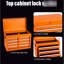Coffre à outils à 5 roulettes en acier orange - Boîte supérieure amovible, plateau en plastique de 5 pièces et mécanisme de verrouillage pour un système d'organisation efficace