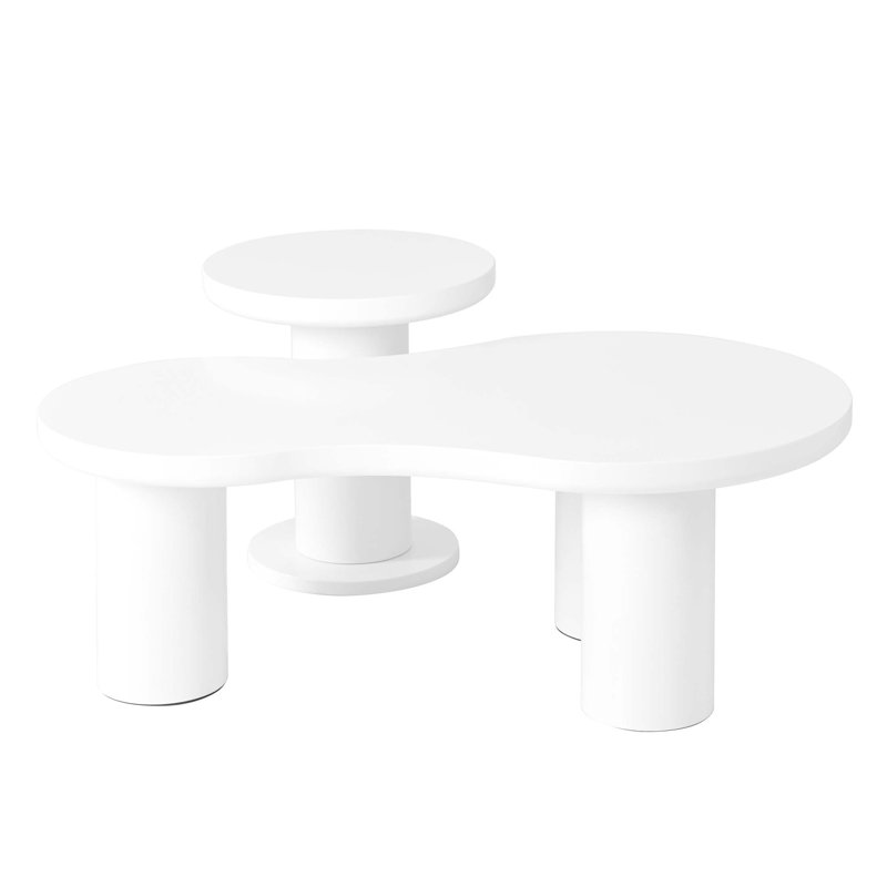 Ensemble élégant de tables basses gigognes avec plateau en forme de nuage et table d'appoint élégante pour une utilisation polyvalente