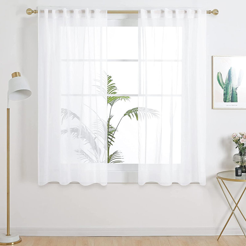 Sheer Curtain Panel Pair, White, 52" W x 63" L