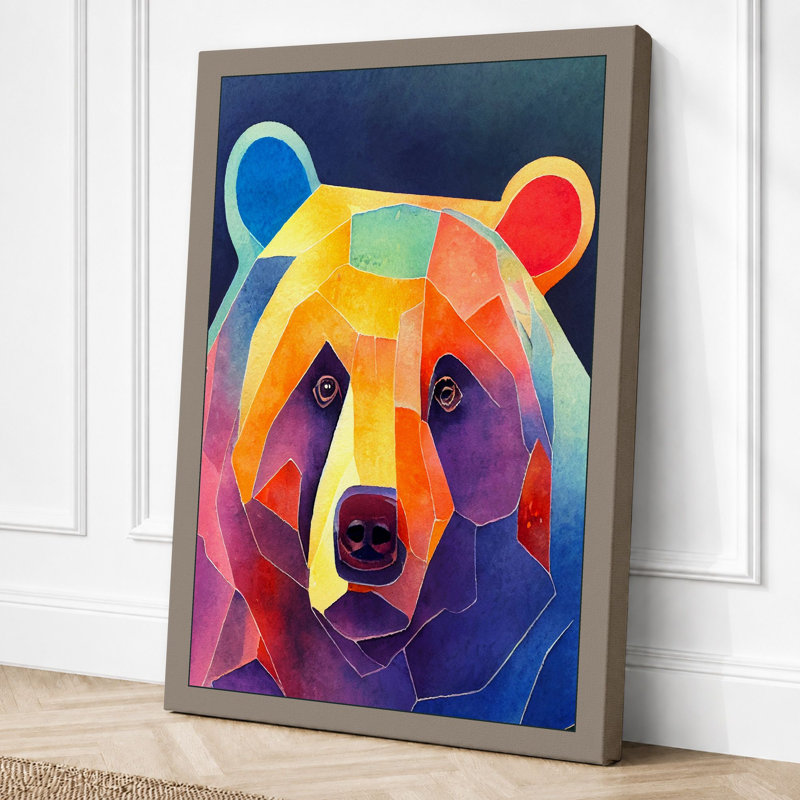 Bear Geometric - Print, 24x16 - 61.0 x 40.6 cm, Taupe Border