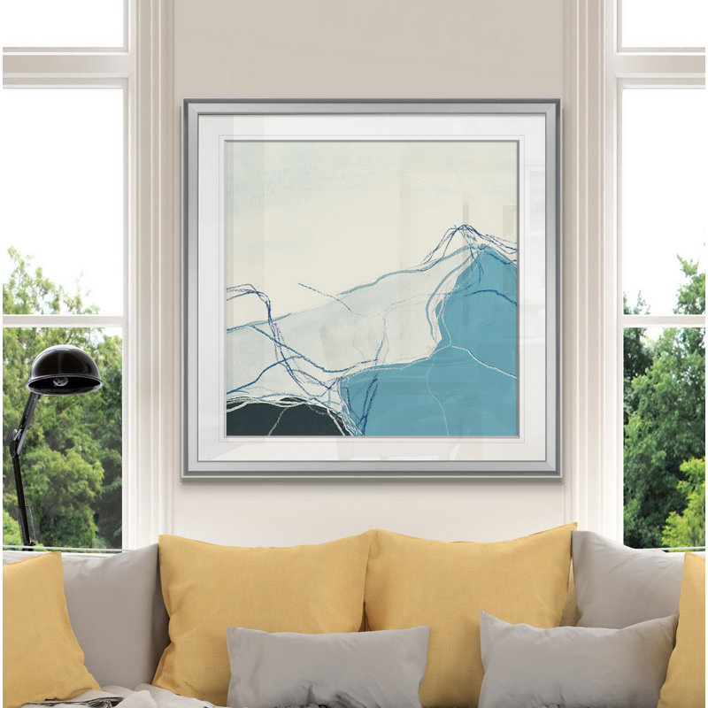 « blue peaks i », peinture, H 16 po x l 16 po x P 1,5 po, Encadrement argenté