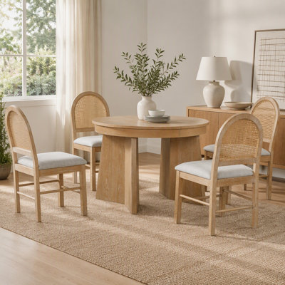 Ensemble de table de salle à manger extensible rétro 5 pièces avec 4 chaises rembourrées Retro