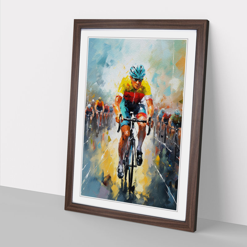 Tour De France Impressionism Framed Print, 34cm H x 25cm W x 2cm D, Walnut 