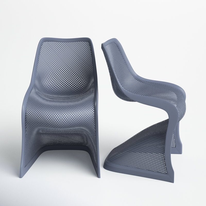 Spector Stacking Patio Dining Side Chair, Dark Gray