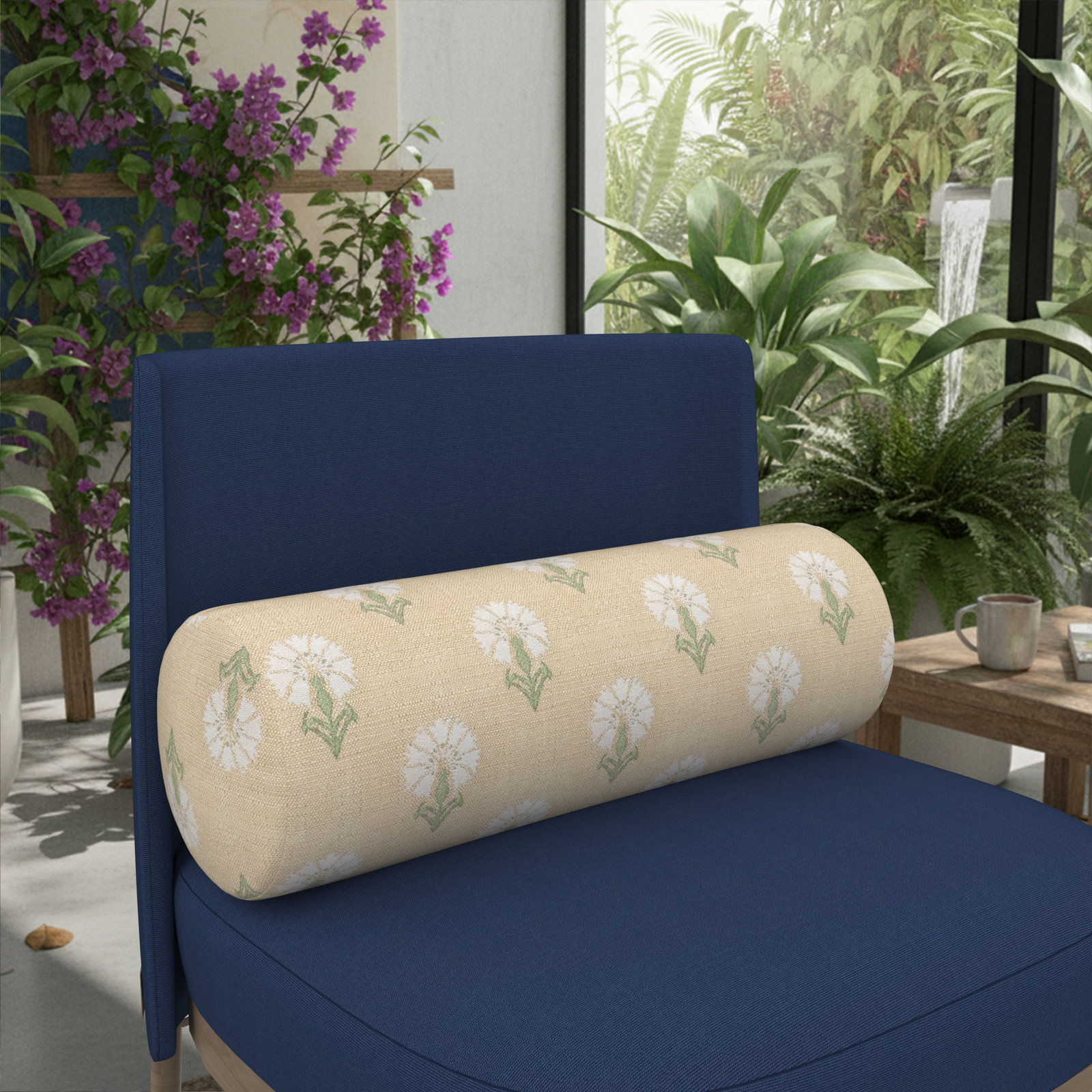 Amala Outdoor/Indoor Bolster Pillow, Mira Sunshine