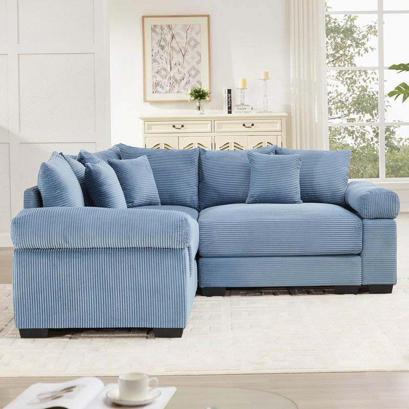 Canapé modulaire surdimensionné surdimensionné avec conception convertible, assise profonde, accoudoirs très larges et 10 coussins décoratifs en velours côtelé