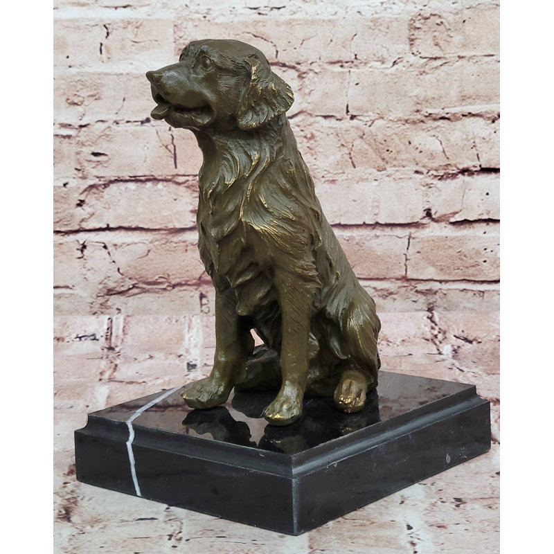 Sculpture en bronze retriever assis - Golden Retriever Labrador Dog Art