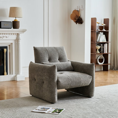 Chaise d'appoint moderne capitonnée avec coussin lombaire, idéale pour le salon, la chambre à coucher et la salle de lecture, confort et style