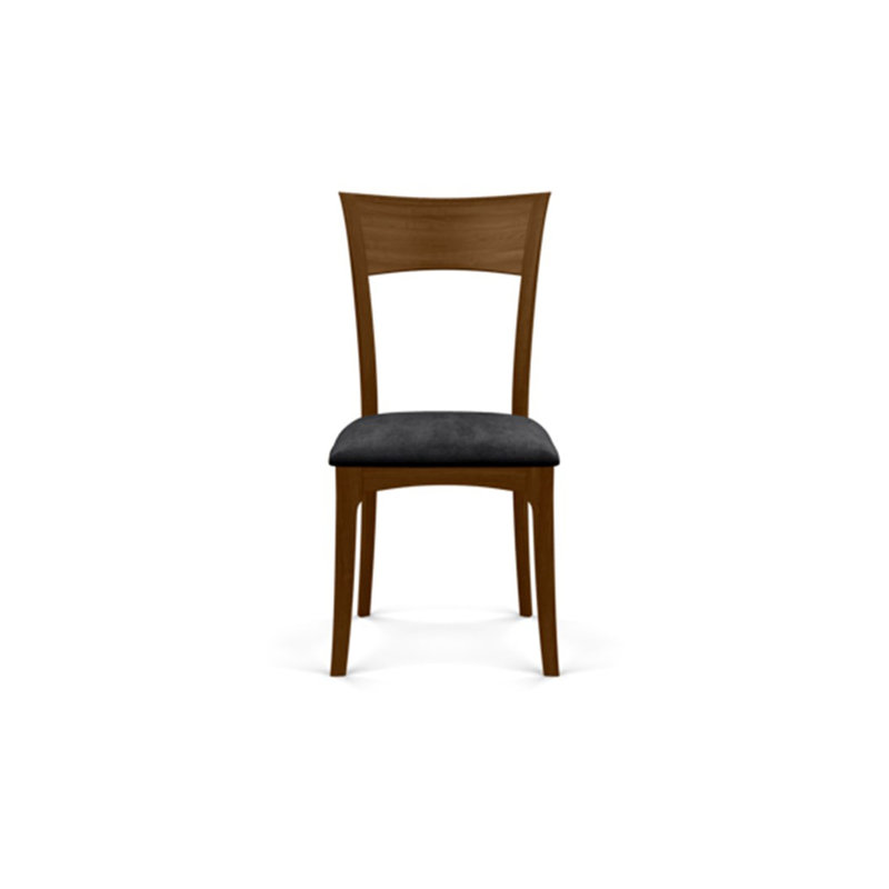 Chaise d'appoint Ingrid, Noyer naturel, Micro suède onyx