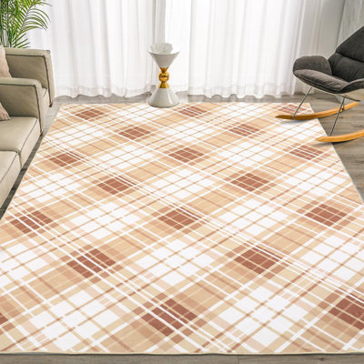 Striped Machine Washable Rugs Geometric Modern Non-Slip Rug for Living Room Bedroom Nursery Dining Table Bedside Decor