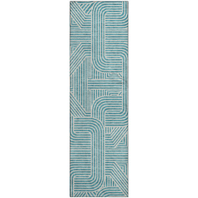 Premium Machine Washable Prisco Teal Rug