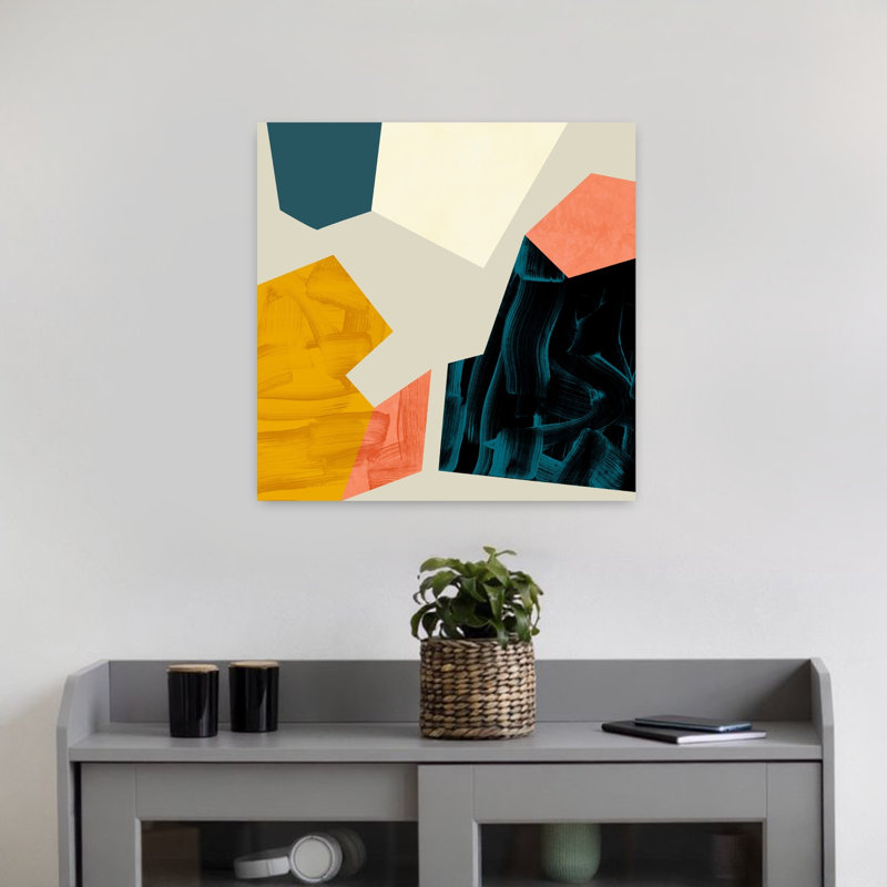Art contemporain abstrait coloré, H 18 po x l 18 po