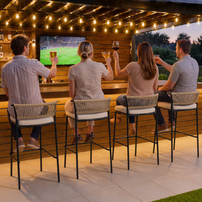 Tabouret de bar d'extérieur en métal 29,1 po 4 personnes