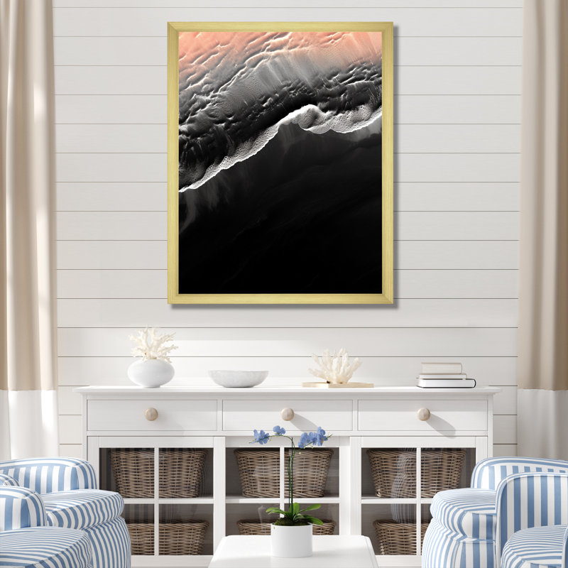 Islande, plage de sable, merveilles II - plage, art mural, H 32 po x l 16 po x P 1 po, Cadre flottant doré
