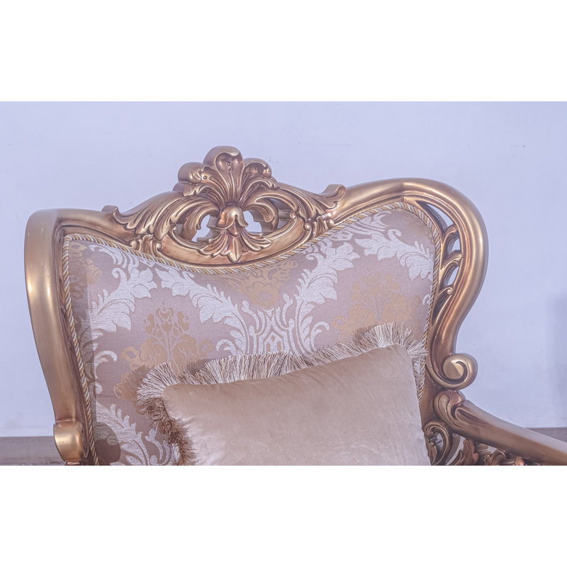 Armchair, Brown Linen Blend, Gold