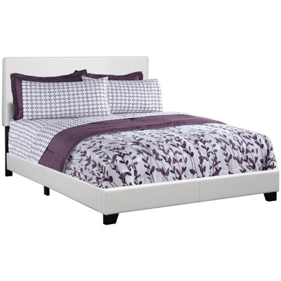 Upholstered Queen Bed, White Design, Adds Beauty To Bedroom With Appearance, Elegant Choice