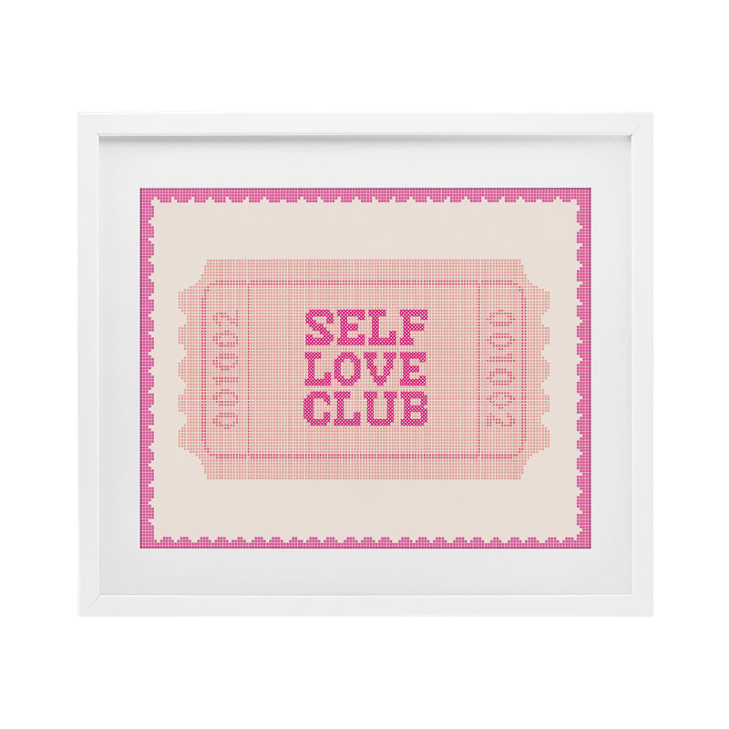 «Self Love Club», impression rétro encadrée sous verre, par Lil 'Rue, 17 x 21, Coastal White Under Glass Framed