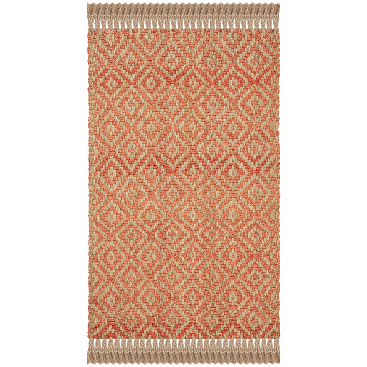 Desai Geometric Handwoven Jute/Sisal Orange/Natural Area Rug