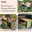 Froppi Camping Large Green Plastic Collapsible Storage Box with Wooden Lid L50.5 W36 H29 cm