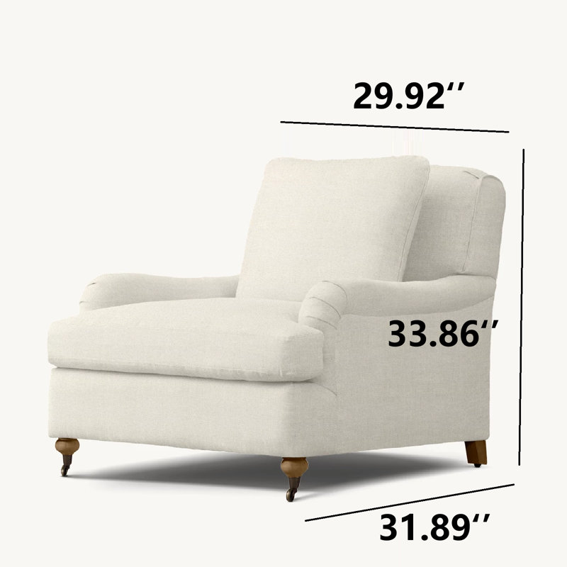 Fauteuil à roulettes English Classic, Blanc, 1, 29" W x 35" D x 33" H