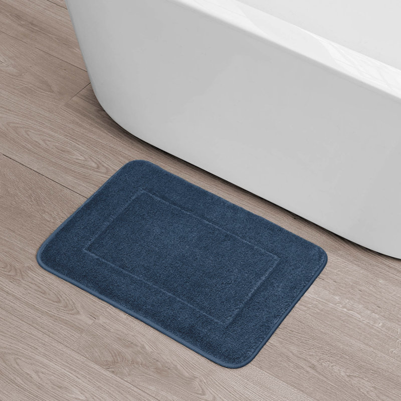 Non-Slip Bath Rug - Basics by Wayfair™, 17" W x 24" L, Navy