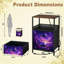 2 Drawers Nightstand with Charging Station, Bedroom Nightstand with USB Ports, Outlets Open Shelf Black, night stand with Fantasy Purple Ocean Sunset Crescent Moon Blooming Roses Dreamy Print